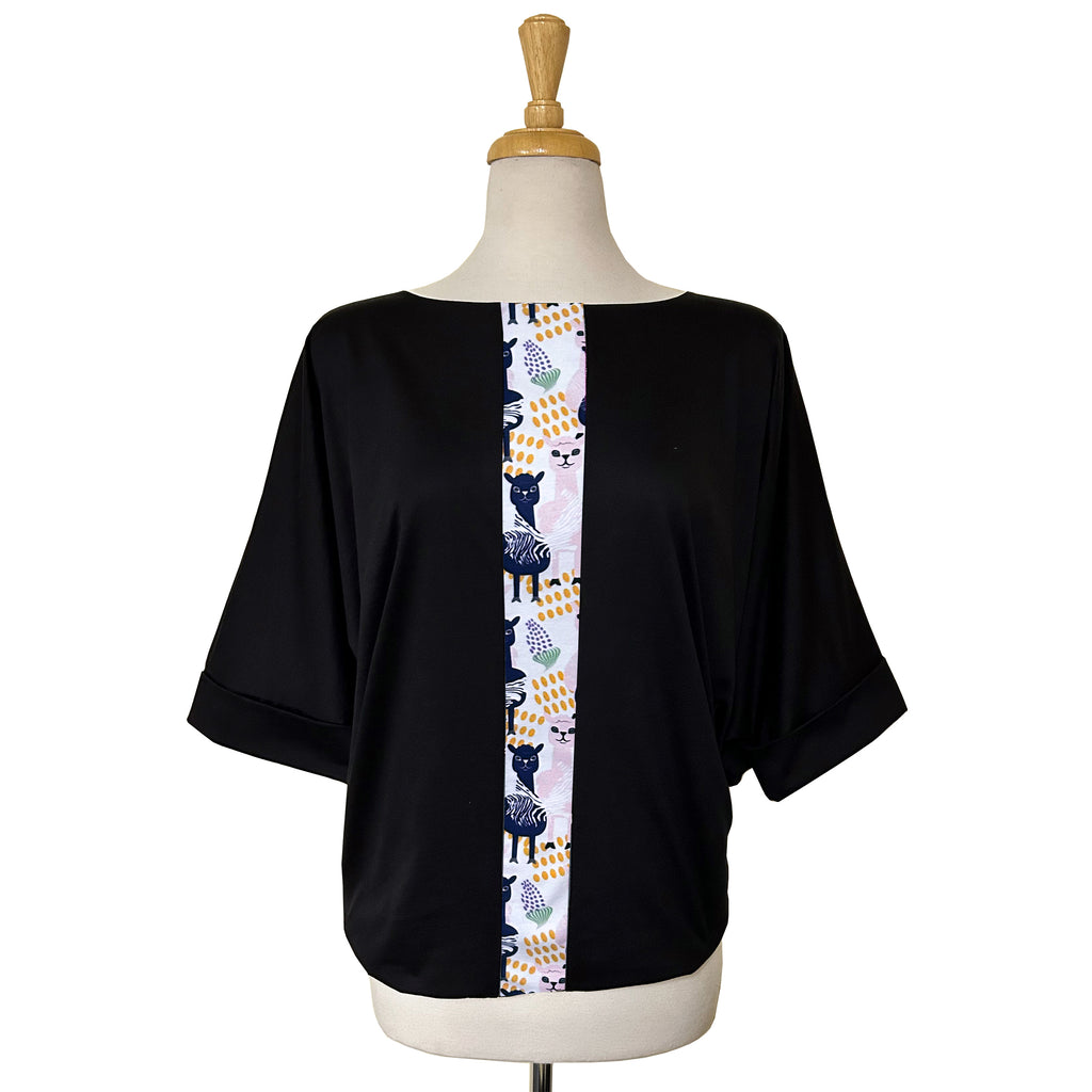 Batwing Top - Llama - Black