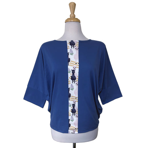 Batwing Top - Llama - Blue